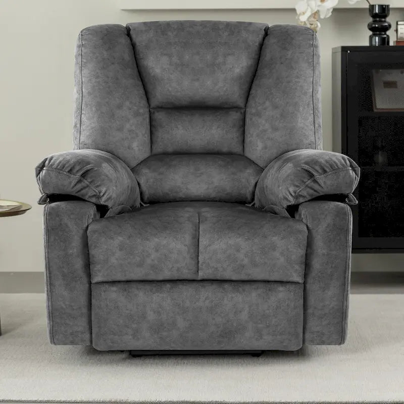 Fauteuil inclinable électrique surdimensionné en velours avec massage, chauffage, poches