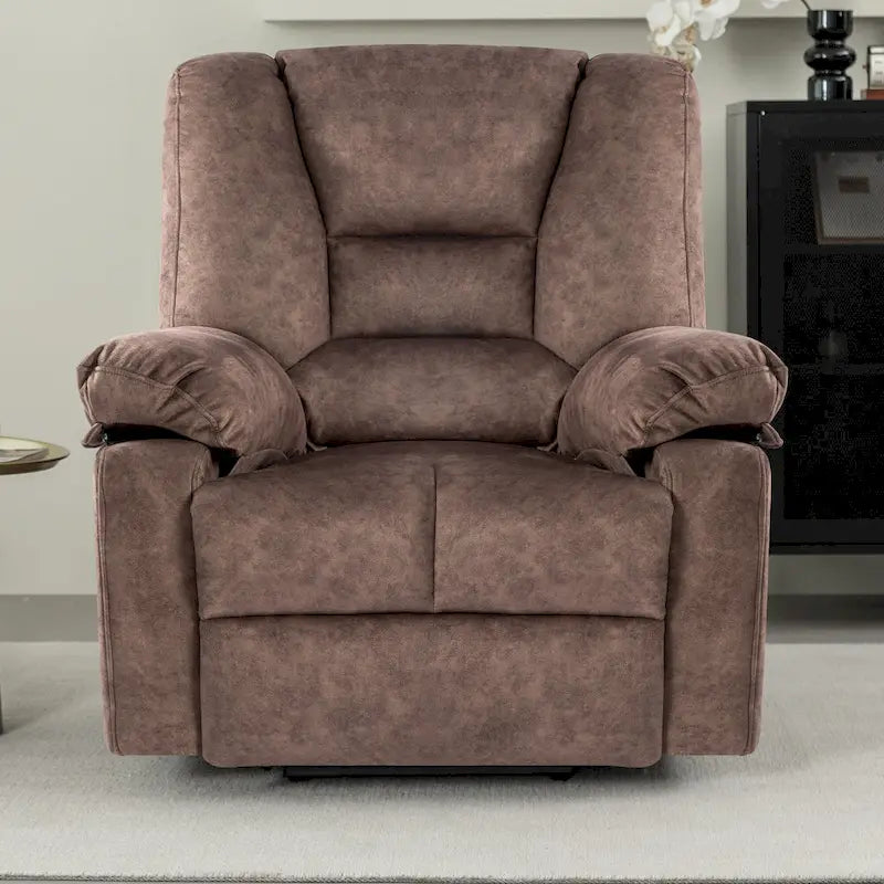 Fauteuil inclinable électrique surdimensionné en velours avec massage, chauffage, poches