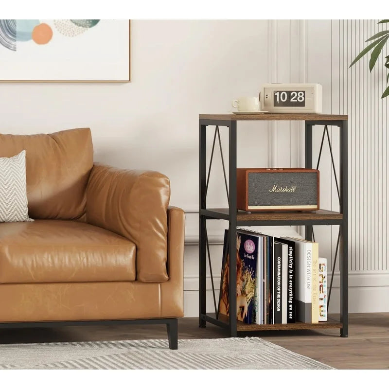 Meuble de rangement 3 niveaux pour tourne-disque et vinyles – 11,85P x 15,94L x 30,91H
