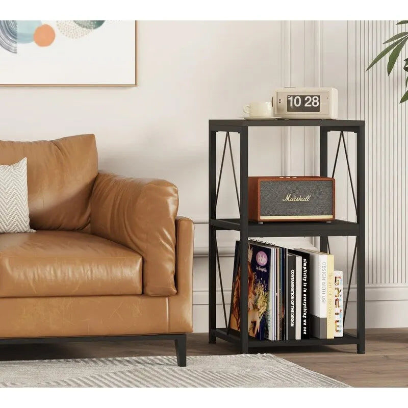 Meuble de rangement 3 niveaux pour tourne-disque et vinyles – 11,85P x 15,94L x 30,91H