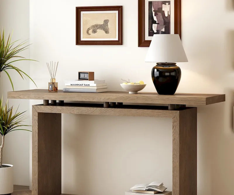 Console flottante de 59 pouces avec placage en frêne