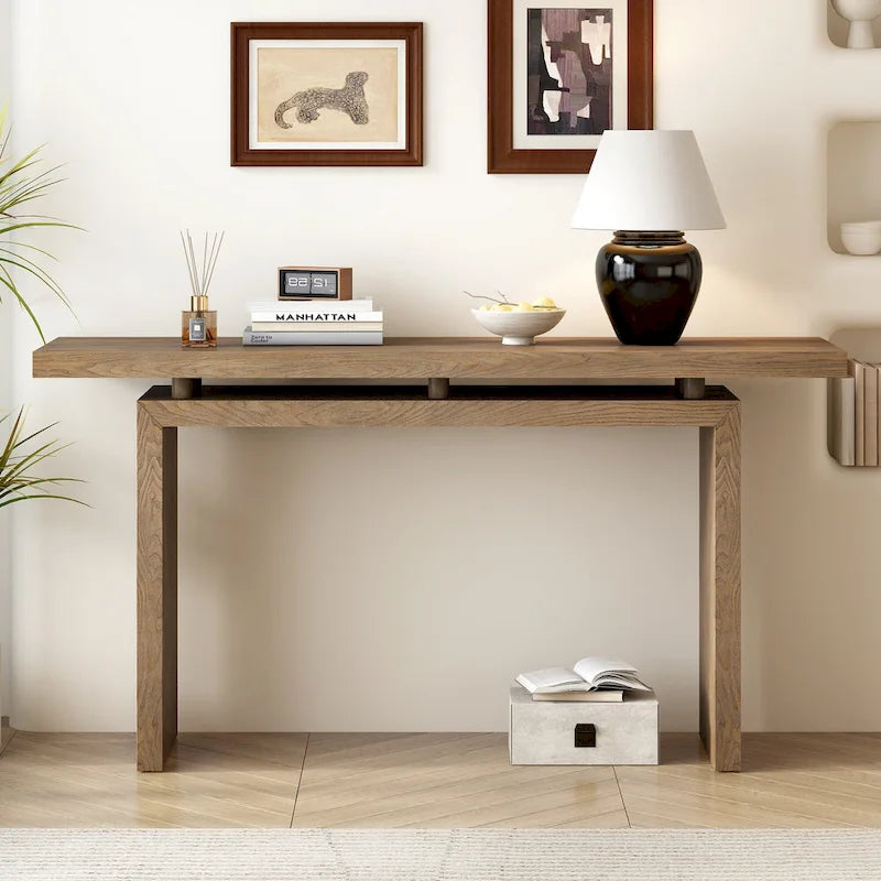 Console flottante de 59 pouces avec placage en frêne