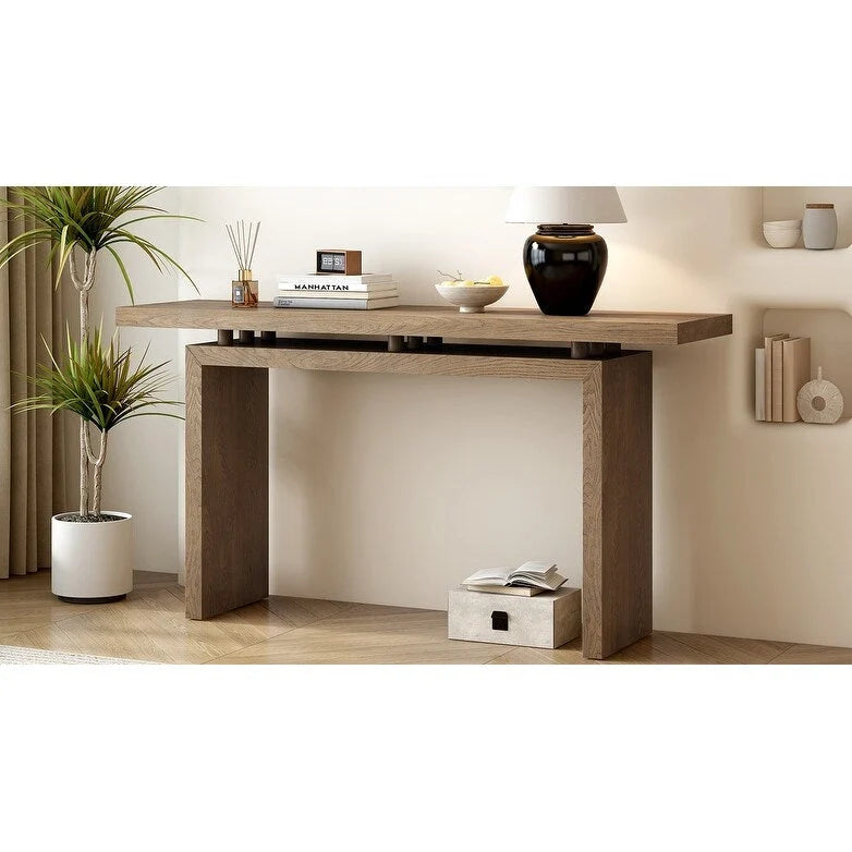 Console flottante de 59 pouces avec placage en frêne