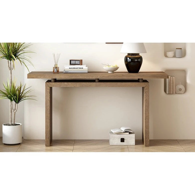 Console flottante de 59 pouces avec placage en frêne