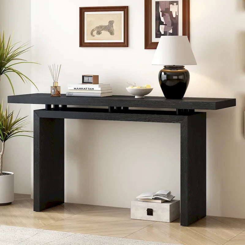 Console flottante de 59 pouces avec placage en frêne