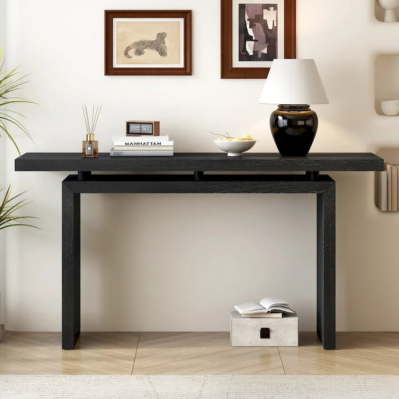 Console flottante de 59 pouces avec placage en frêne
