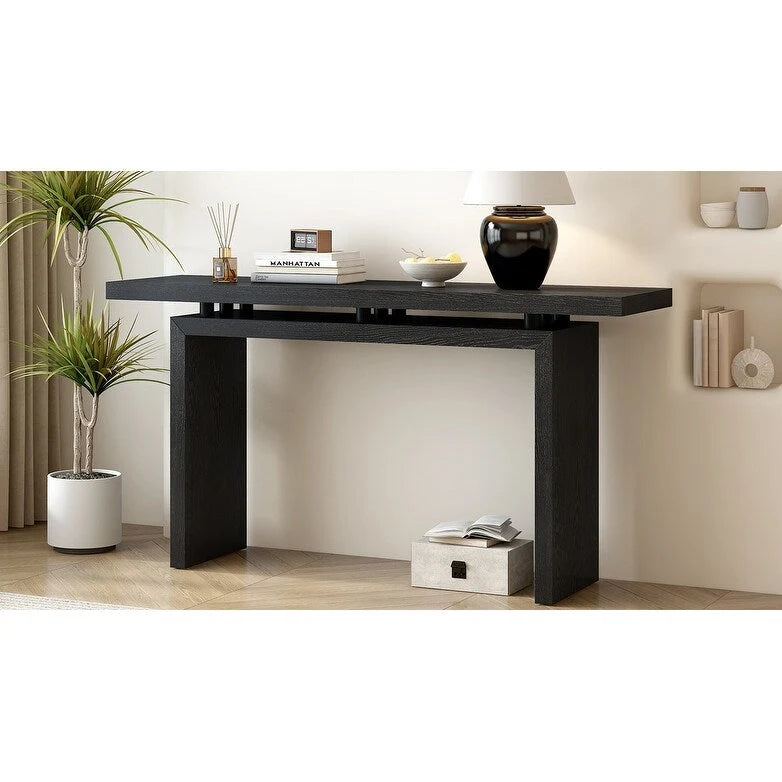 Console flottante de 59 pouces avec placage en frêne