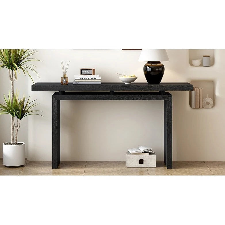 Console flottante de 59 pouces avec placage en frêne