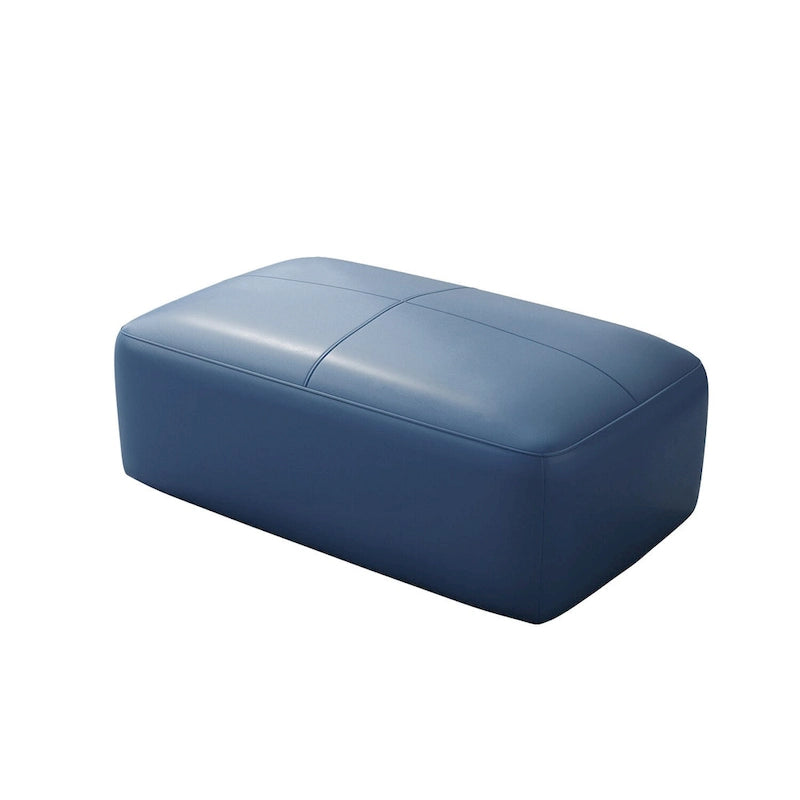 Pouf en cuir véritable, banc capitonné de 109 cm pour salon et chambre à coucher