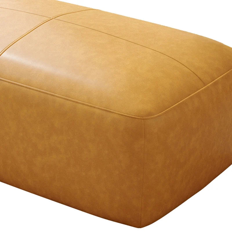 Pouf en cuir véritable, banc capitonné de 109 cm pour salon et chambre à coucher
