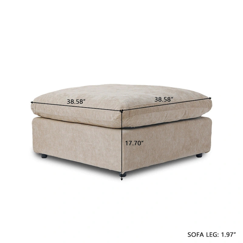 Grand canapé modulaire avec oreillers, canapé profond minimaliste en tissu mélangé de lin pour salon, kaki