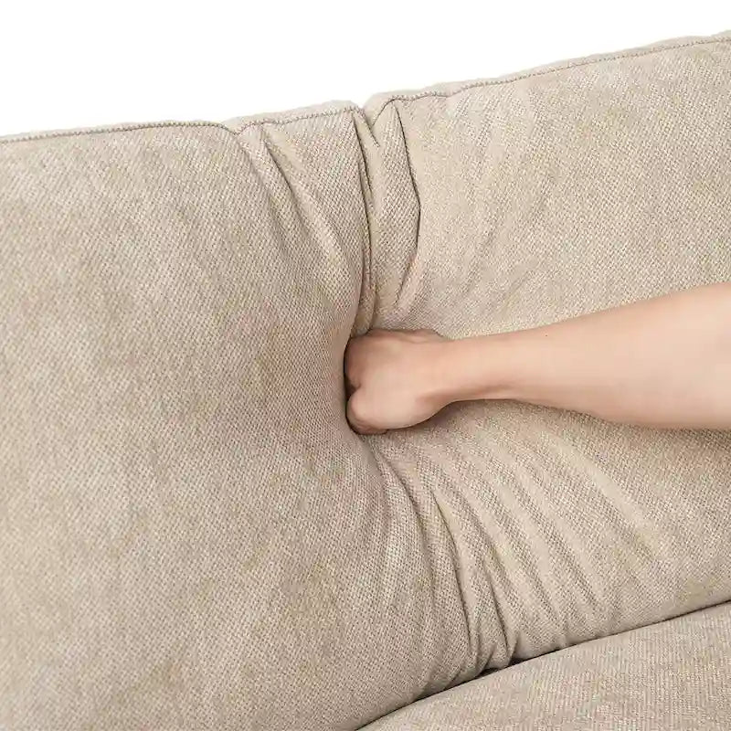 Grand canapé modulaire avec oreillers, canapé profond minimaliste en tissu mélangé de lin pour salon, kaki