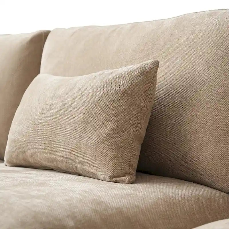 Grand canapé modulaire avec oreillers, canapé profond minimaliste en tissu mélangé de lin pour salon, kaki