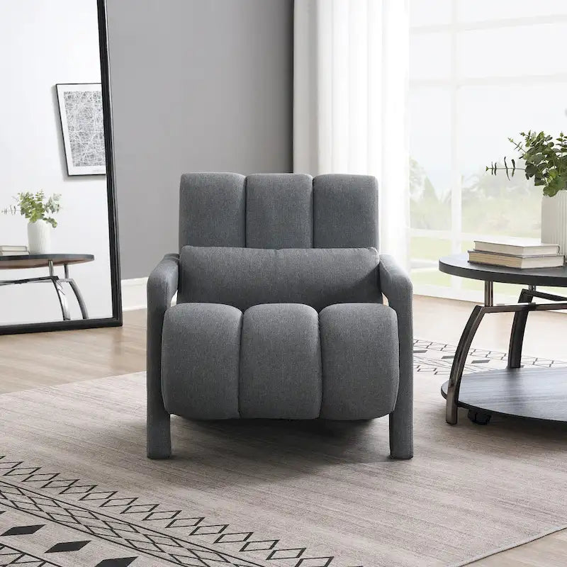 Fauteuil d'appoint moderne gris foncé de 27,5 po, rembourré, avec oreiller et mousse haute densité pour salon