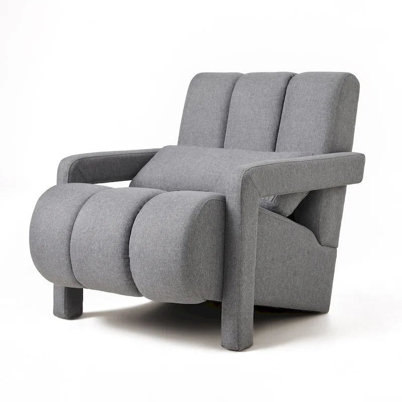 Fauteuil d'appoint moderne gris foncé de 27,5 po, rembourré, avec oreiller et mousse haute densité pour salon