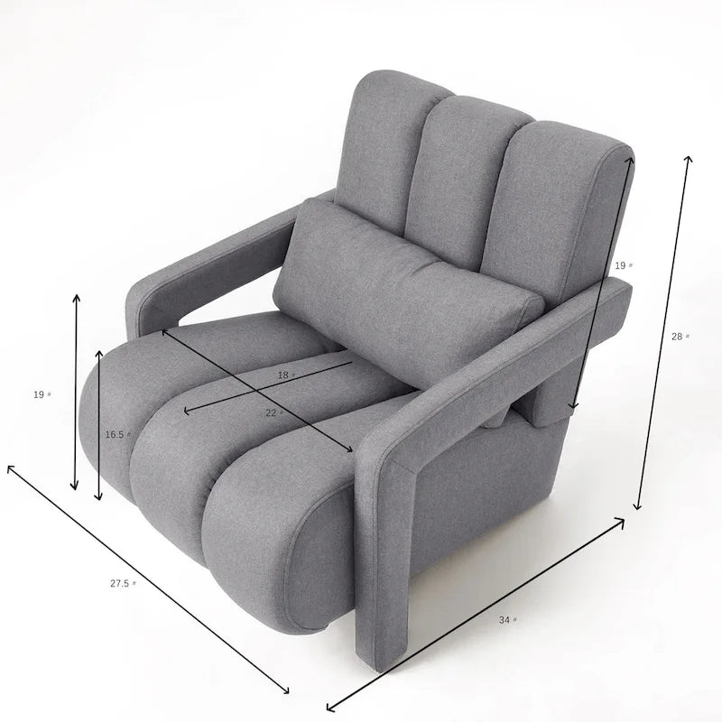 Fauteuil d'appoint moderne gris foncé de 27,5 po, rembourré, avec oreiller et mousse haute densité pour salon