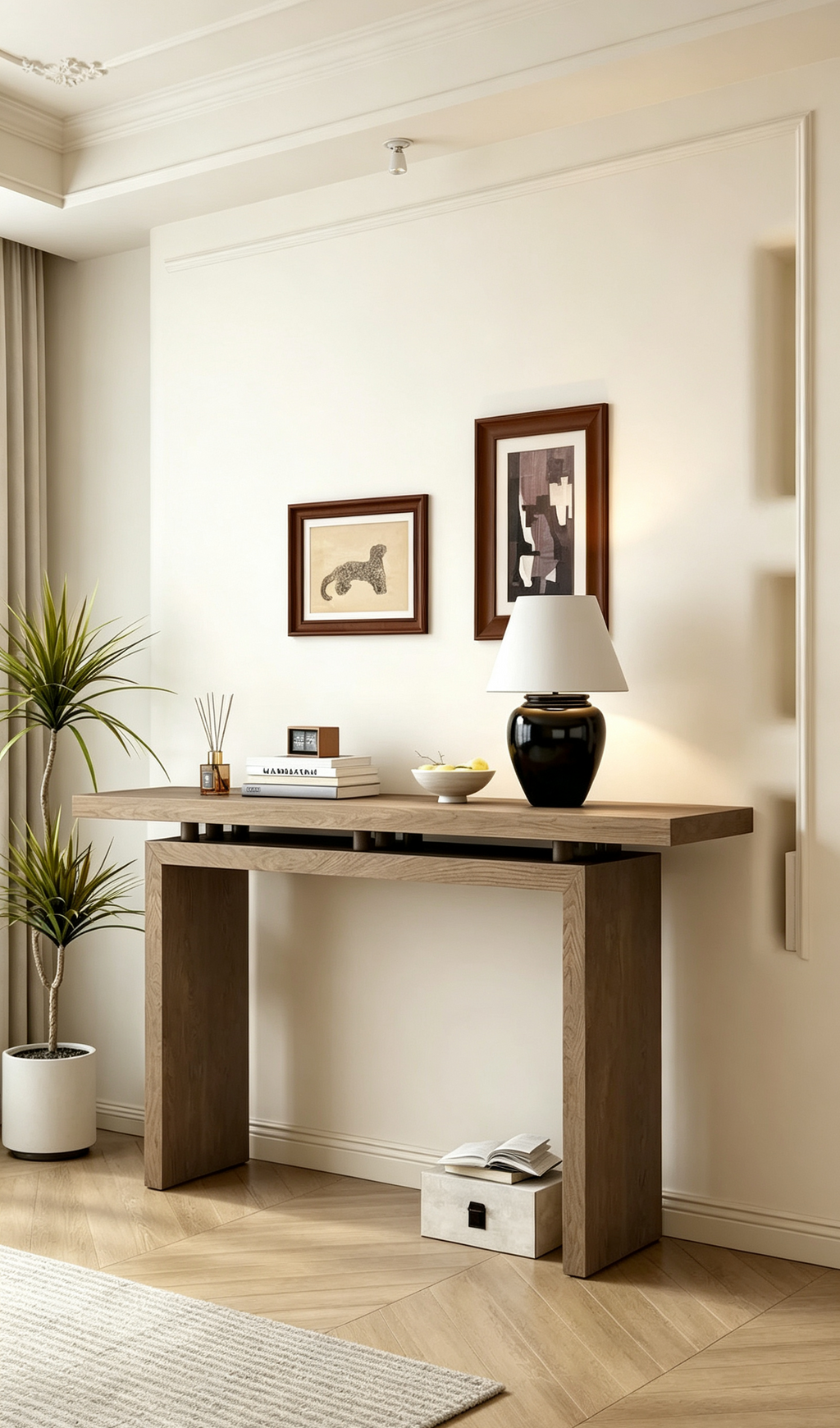 Console flottante de 59 pouces avec placage en frêne