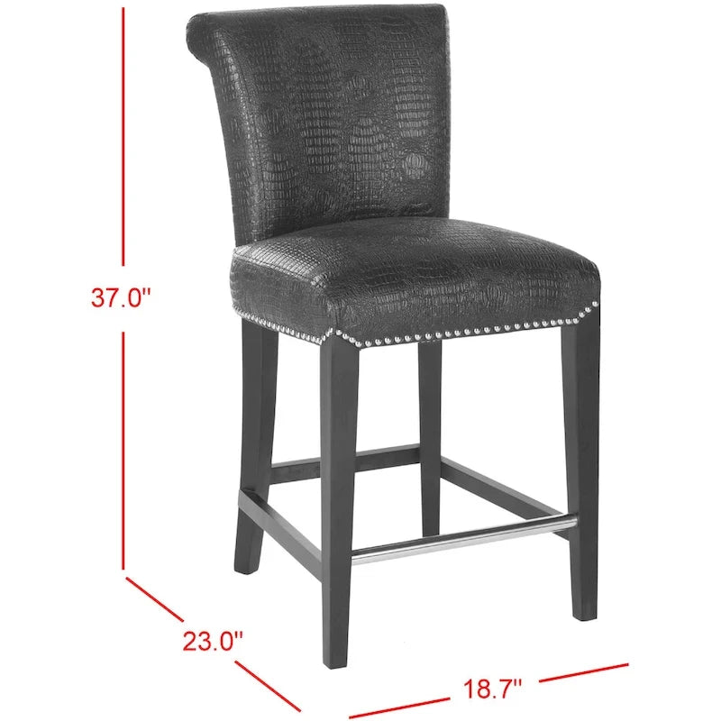 Tabouret de comptoir en similicuir noir 23 pouces - 18.7 l x 23 P x 36.4 H - 19Lx23Px36H