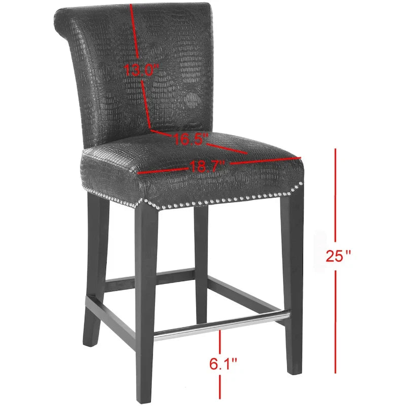 Tabouret de comptoir en similicuir noir 23 pouces - 18.7 l x 23 P x 36.4 H - 19Lx23Px36H