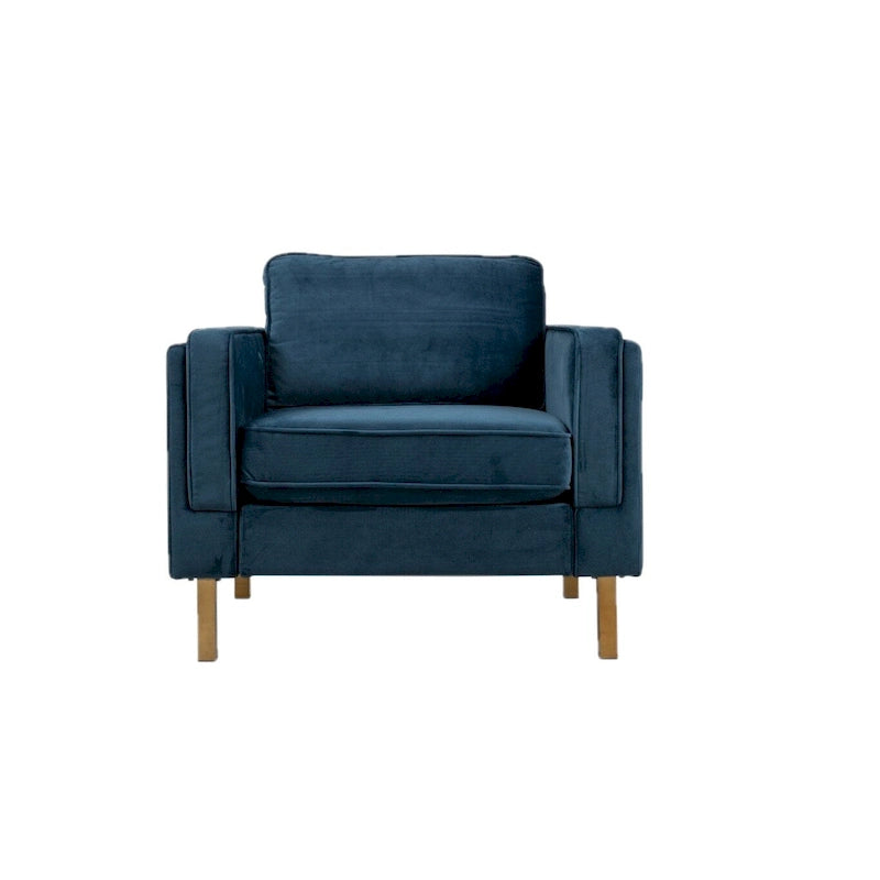 Fauteuil en velours vert avec pieds finition dorée