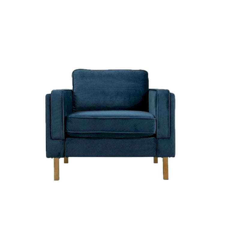 Fauteuil en velours vert avec pieds finition dorée