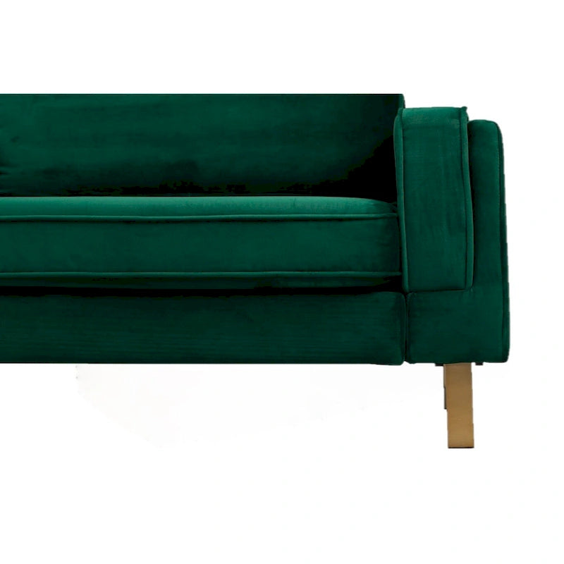 Fauteuil en velours vert avec pieds finition dorée
