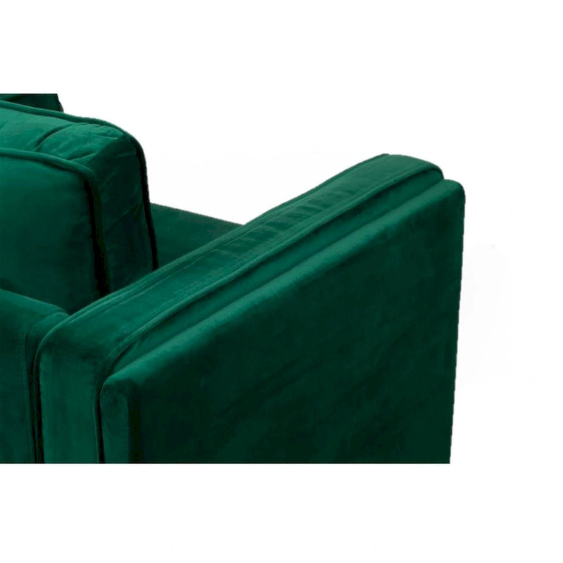 Fauteuil en velours vert avec pieds finition dorée