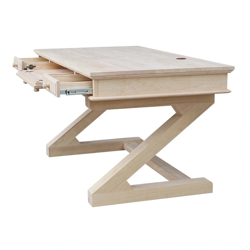 Bureau de direction inachevé en bois massif avec piètement Zodiaque