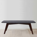 Faura 18 x 43.5 Rectangular Italian Black Marble Coffee Table with Walnut Legs