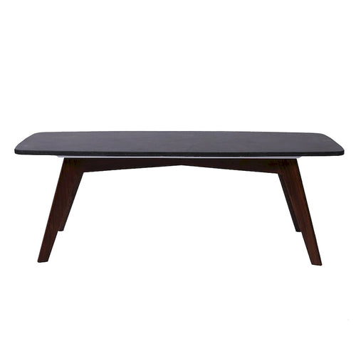 Table basse rectangulaire en marbre noir italien 18 x 43,5 avec pieds en noyer