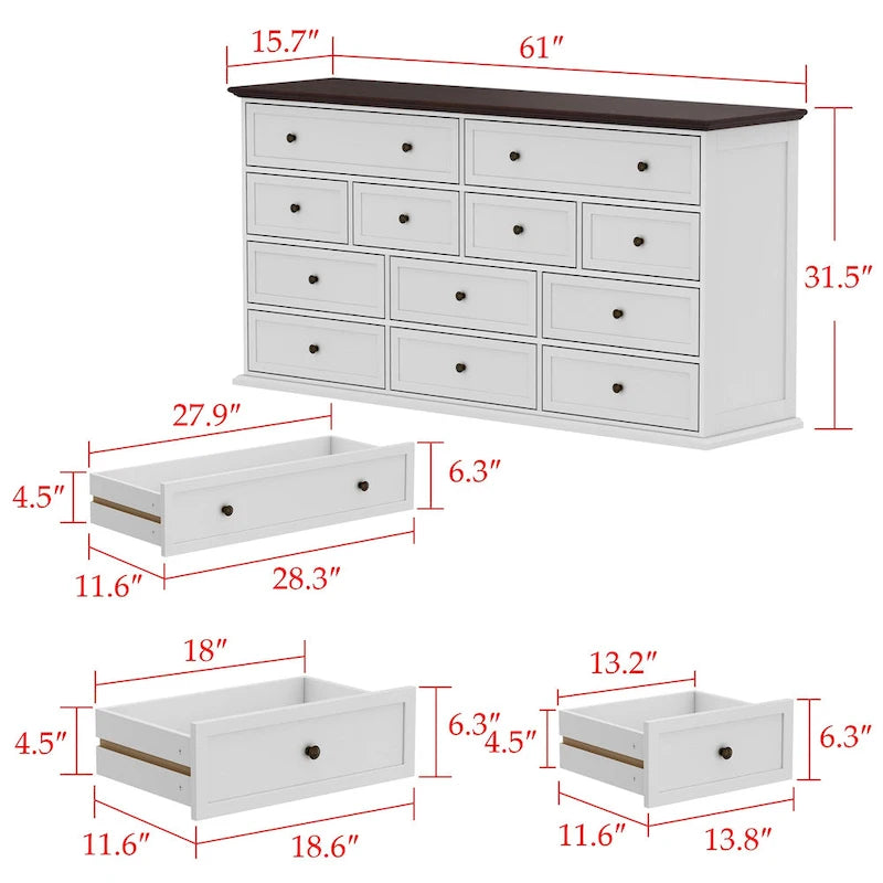 Commode Legant à 12 tiroirs pour un accent décoratif moderne