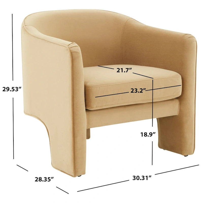 Fauteuil d'appoint en velours - 30 L x 28 P x 30 H - 30Lx28Px30H