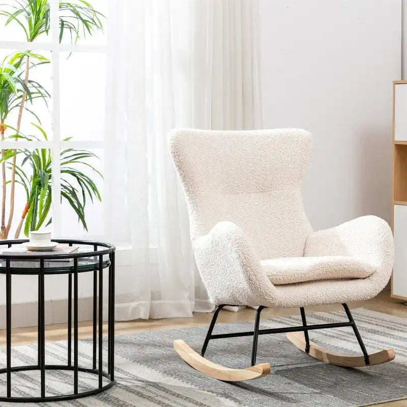 Fauteuil à bascule Teddy en tissu rembourré