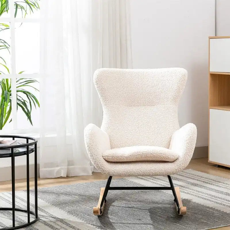 Fauteuil à bascule Teddy en tissu rembourré