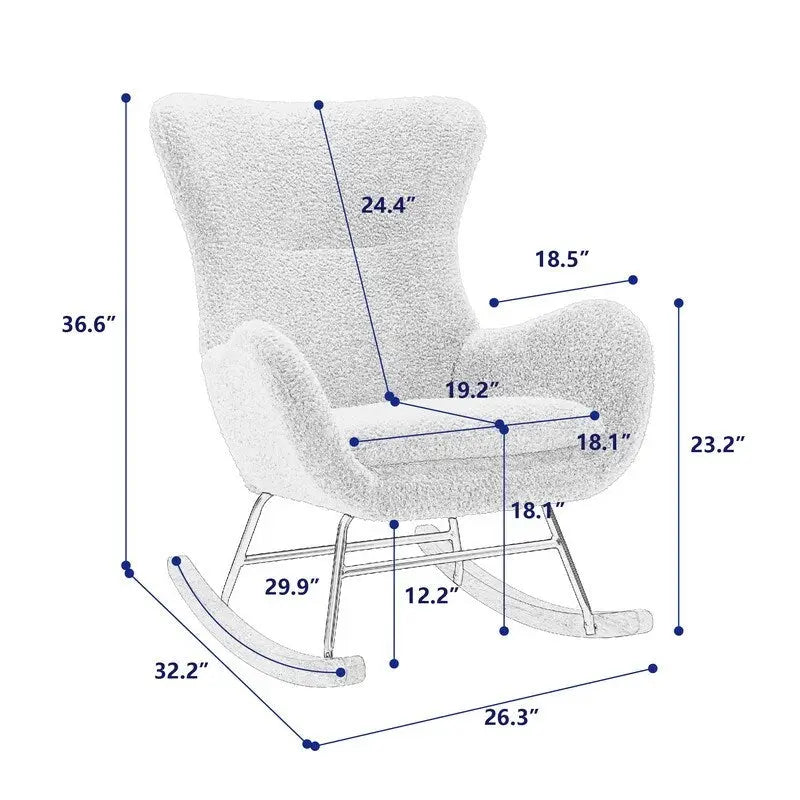 Fauteuil à bascule Teddy en tissu rembourré