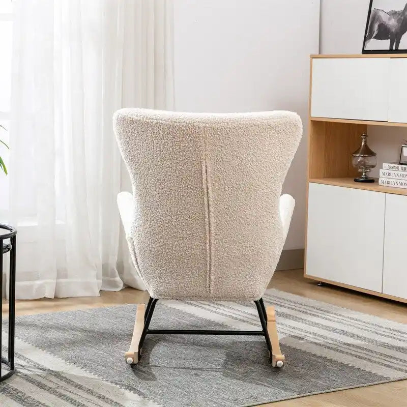 Fauteuil à bascule Teddy en tissu rembourré