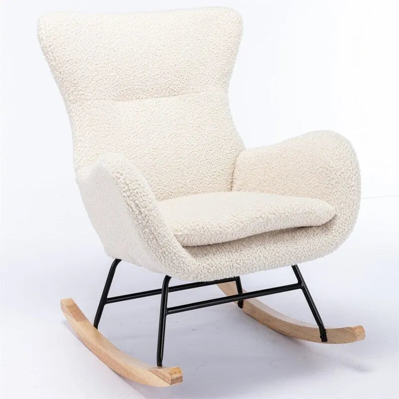 Fauteuil à bascule Teddy en tissu rembourré