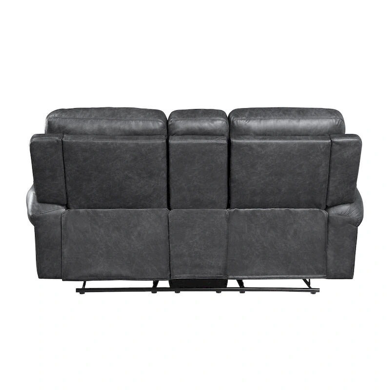 Causeuse inclinable manuelle 75 pouces, console de rangement, similicuir gris