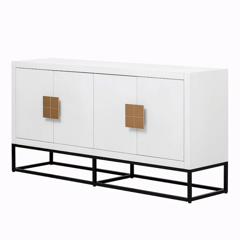 Meuble de rangement luxueux avec pieds de support uniques et étagères réglables