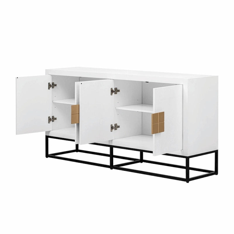 Meuble de rangement luxueux avec pieds de support uniques et étagères réglables