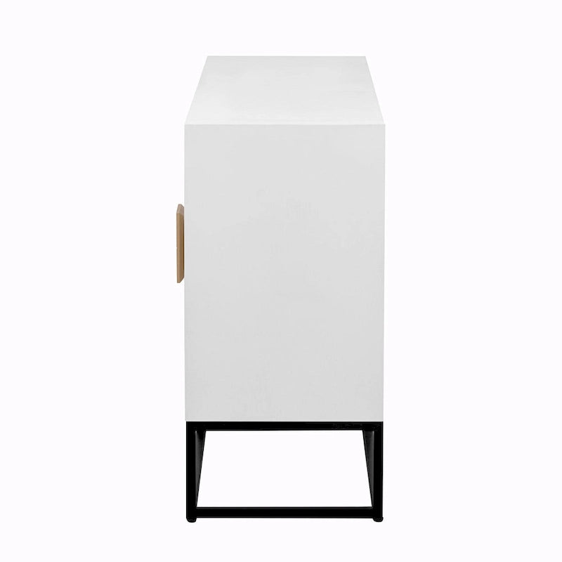 Meuble de rangement luxueux avec pieds de support uniques et étagères réglables