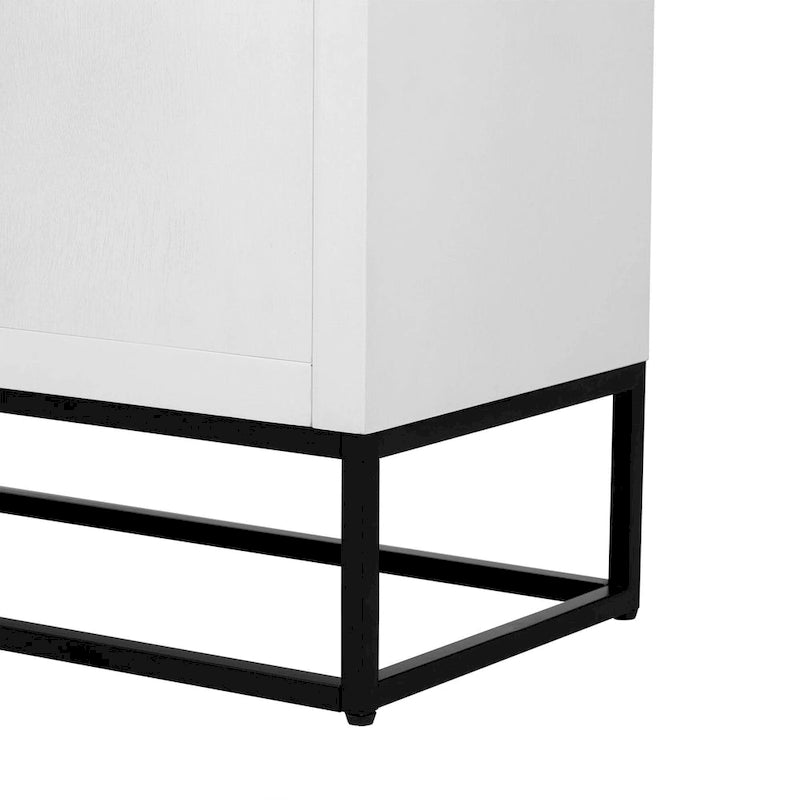 Meuble de rangement luxueux avec pieds de support uniques et étagères réglables