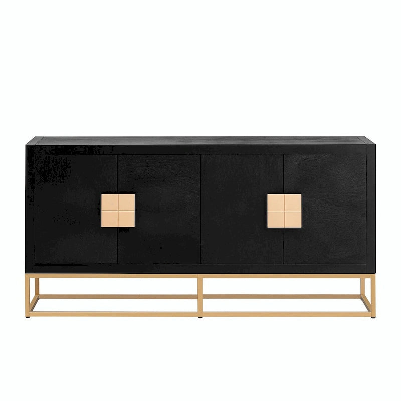 Meuble de rangement luxueux avec pieds de support uniques et étagères réglables