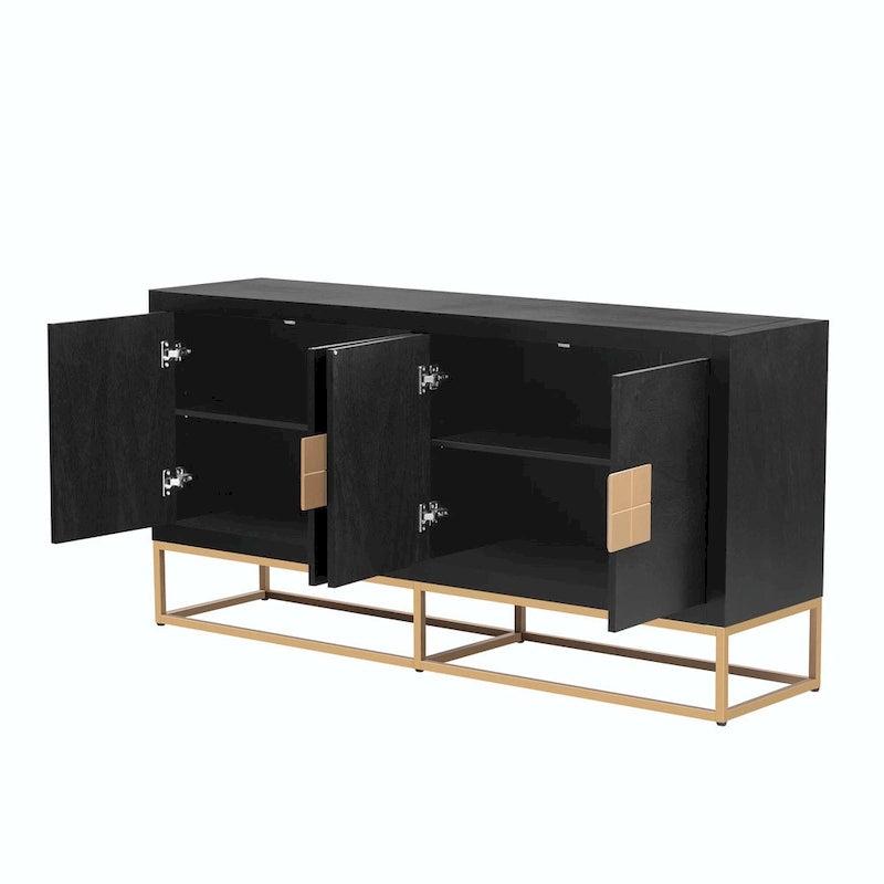 Meuble de rangement luxueux avec pieds de support uniques et étagères réglables