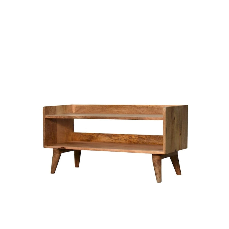Banc de rangement nordique aspect chêne