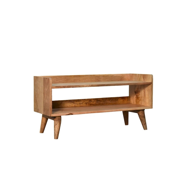 Banc de rangement nordique aspect chêne