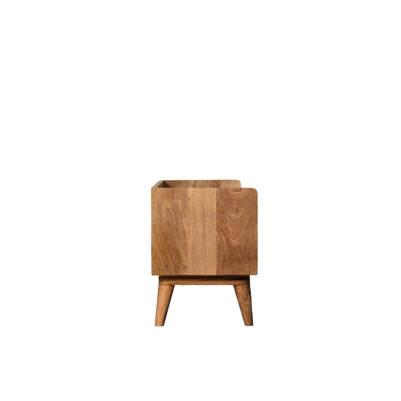 Banc de rangement nordique aspect chêne