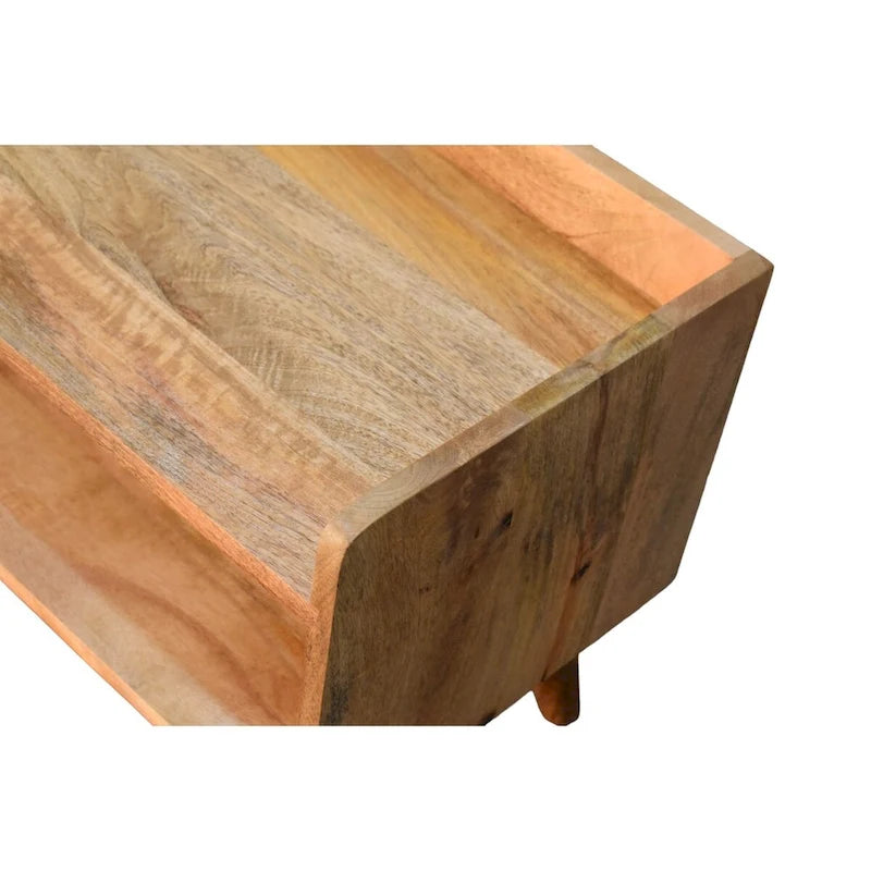 Banc de rangement nordique aspect chêne