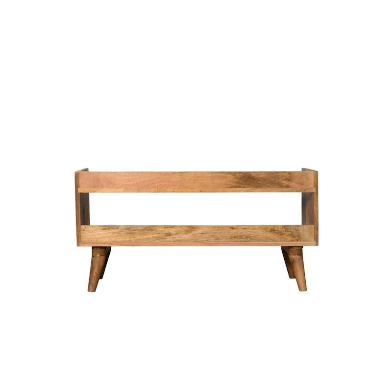 Banc de rangement nordique aspect chêne