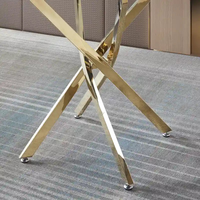 Table à manger ronde contemporaine en verre trempé artisanal
